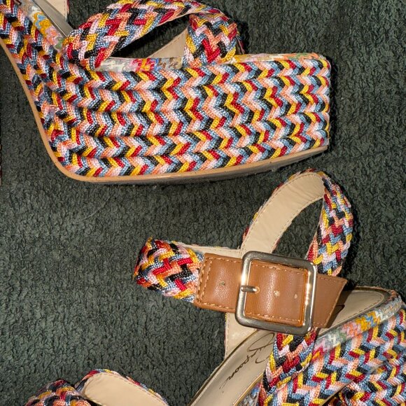 Jessica Simpson Colorful Knit Strappy Heels • Size 8.5 M - Picture 7 of 8